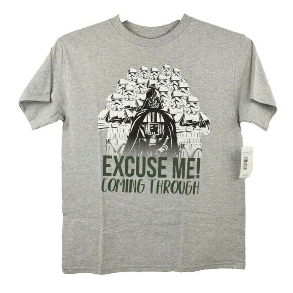 Star Wars Kids 12 to 14 Excuse Me, Coming Through Gray Mad Engine T-Shirt - Picture 1 of 5